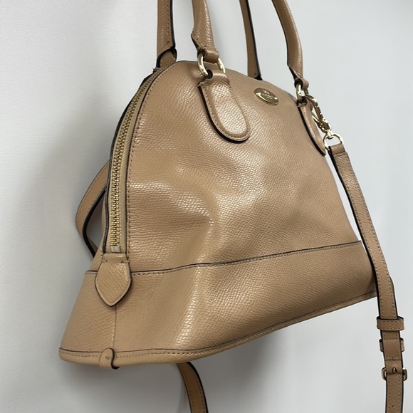 Vintage Coach Satchel Leather Crossbody Bag Tan 12"x9"x5" - Picture 3 of 9